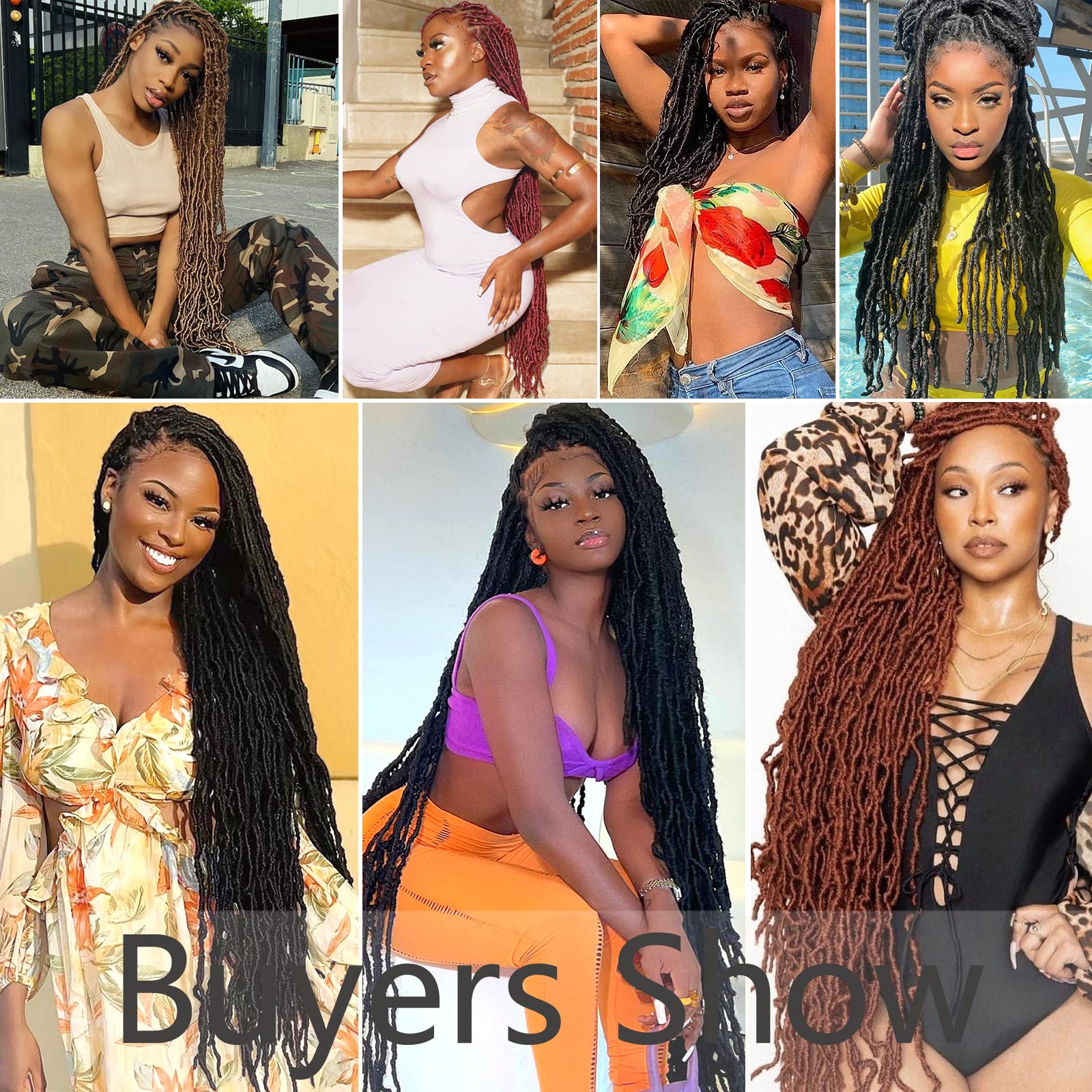 Alrence Faux Locs 30 inch packaging with seven packs, rings, and crochet hook.