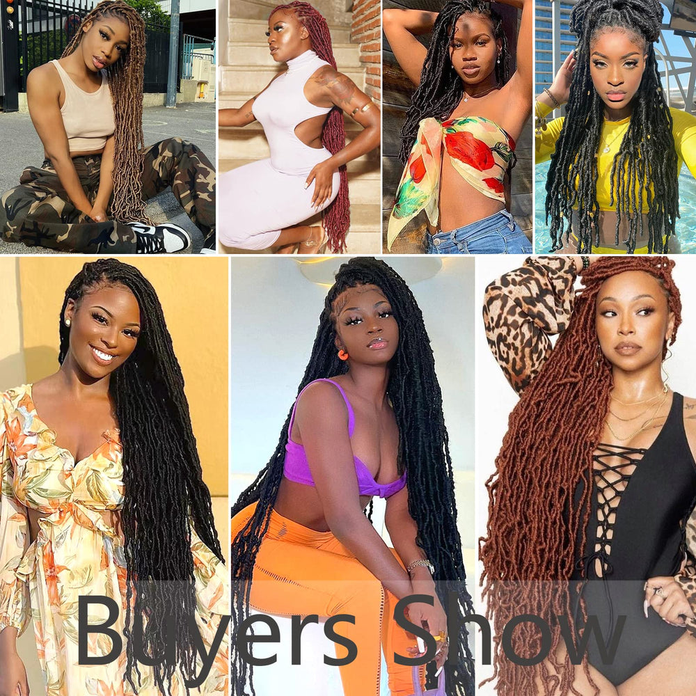 Alrence Faux Locs 30 inch packaging with seven packs, rings, and crochet hook.