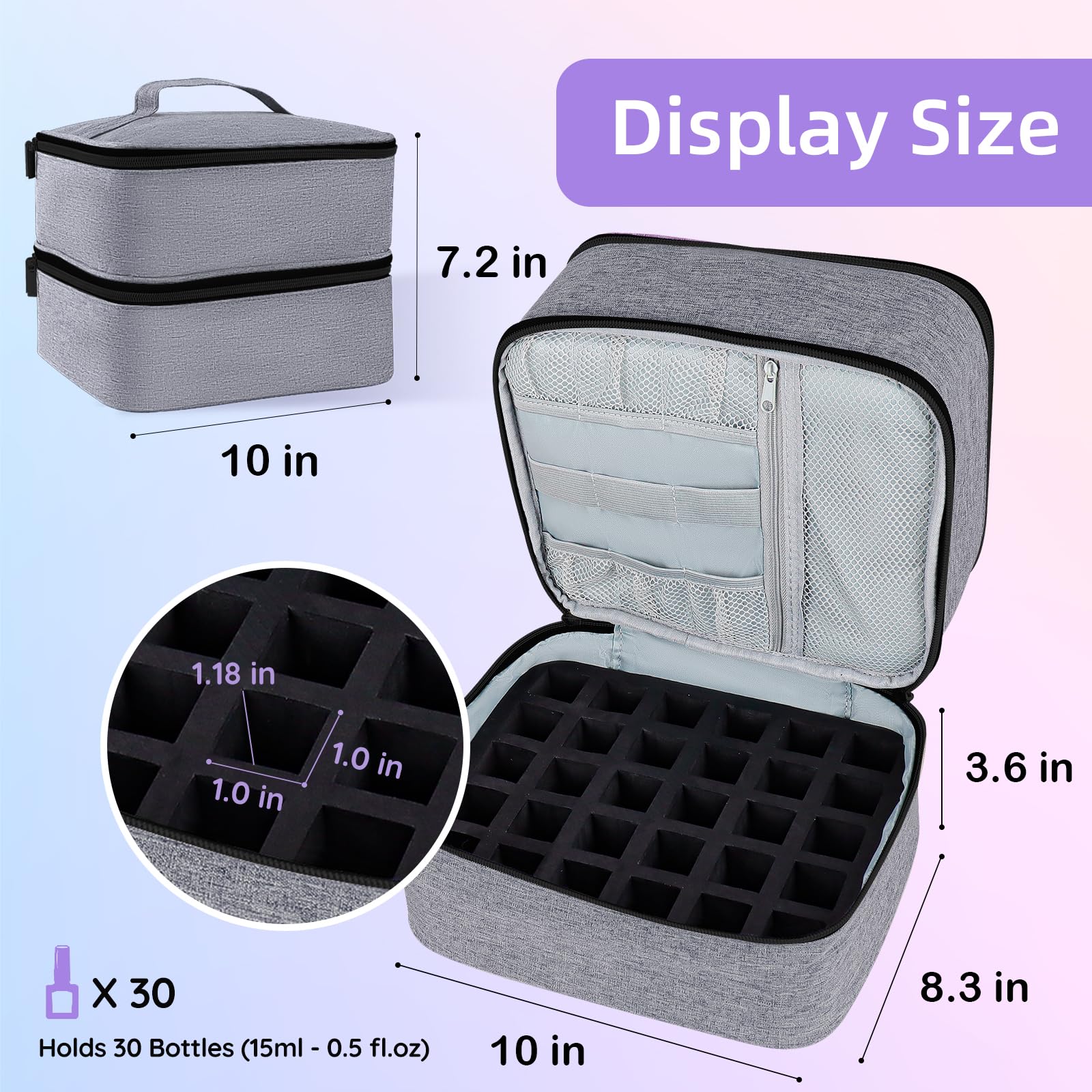 ALSLEA Capacidad de 30 esmaltes de 15 ml en un estuche