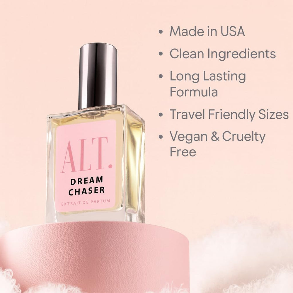 ALT. FRAGRANCES Dream Chaser packaging, luxe and compact for easy touch-ups on the go.