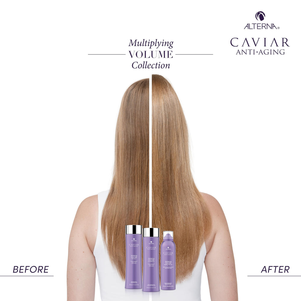 At-home salon feel with Alterna shampoo for everyday styling routines.