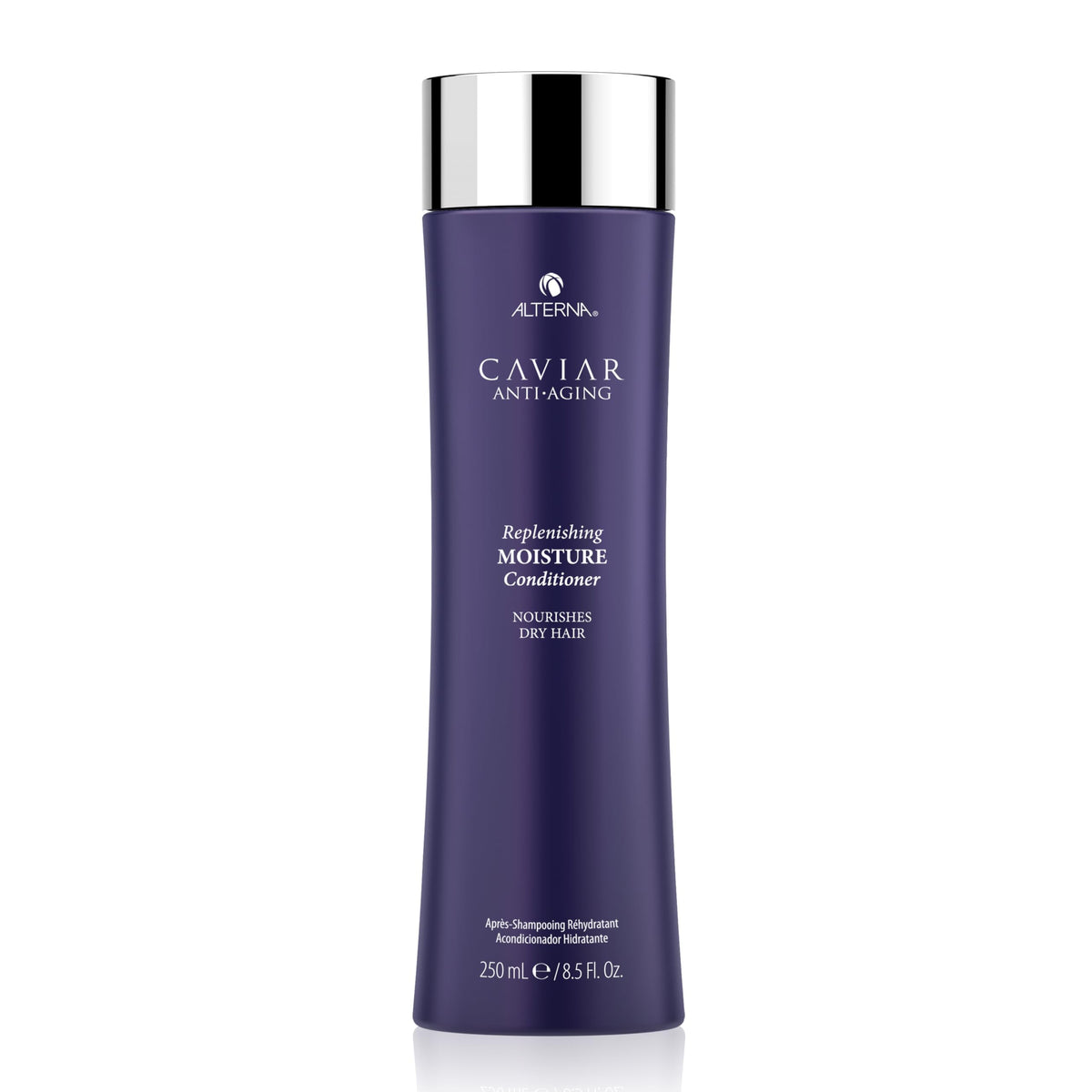 Alterna Caviar Anti-Aging Replenishing Moisture Conditioner bottle that locks in moisture for color-treated hair.