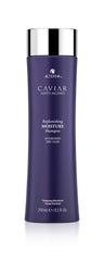 Alterna CAVIAR Anti Aging Replenishing Moisture Shampoo bottle showing premium packaging and color protection.