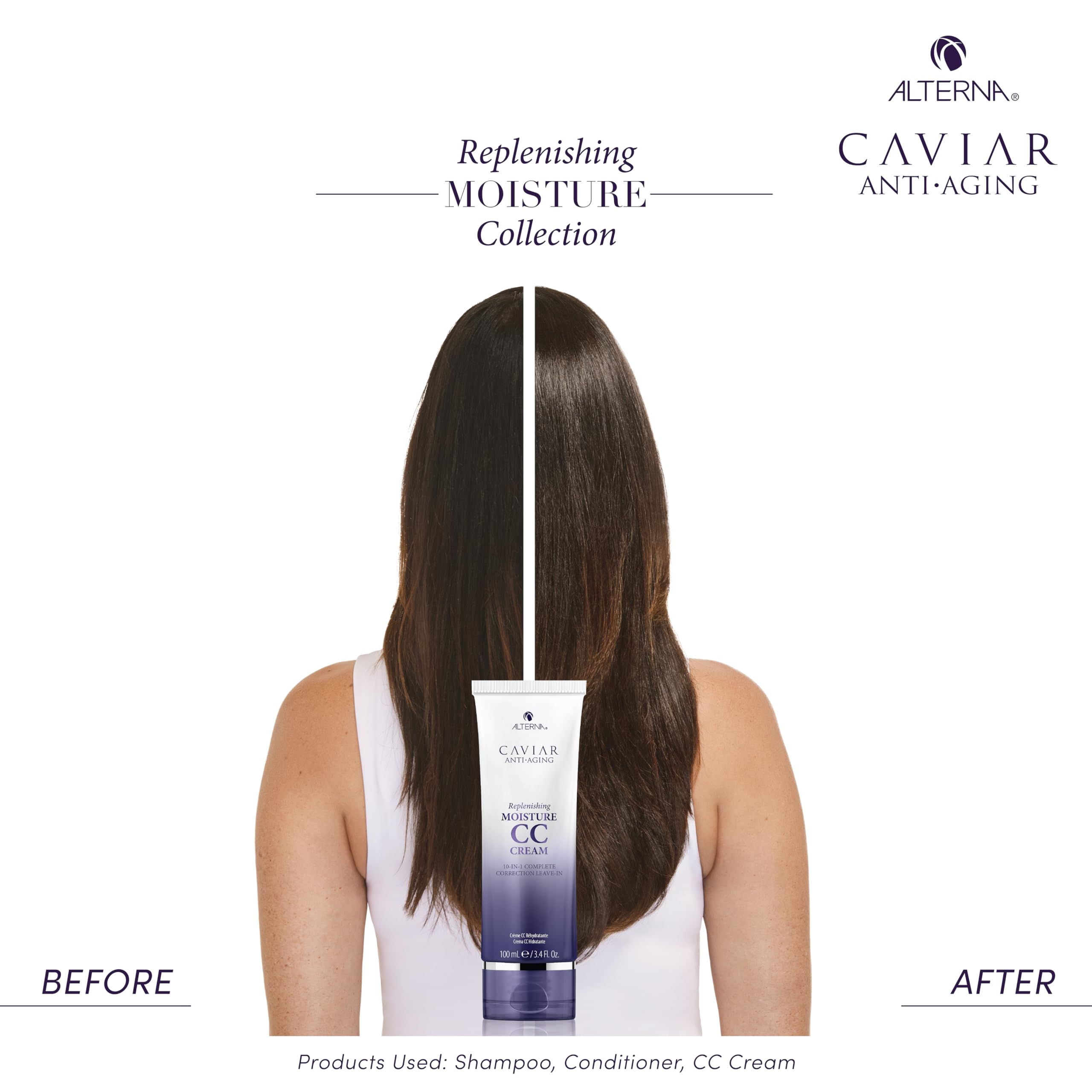 Alterna Caviar CC Cream color-treated hair stays vibrant and protected.