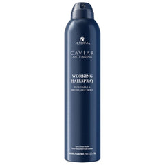 Alterna Caviar Working Hairspray bottle showing ultra-dry brushable hold