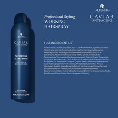 Alterna Caviar Working Hairspray frizz-control finish on strands