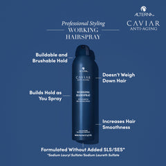Alterna Caviar Working Hairspray adds natural shine on styled hair