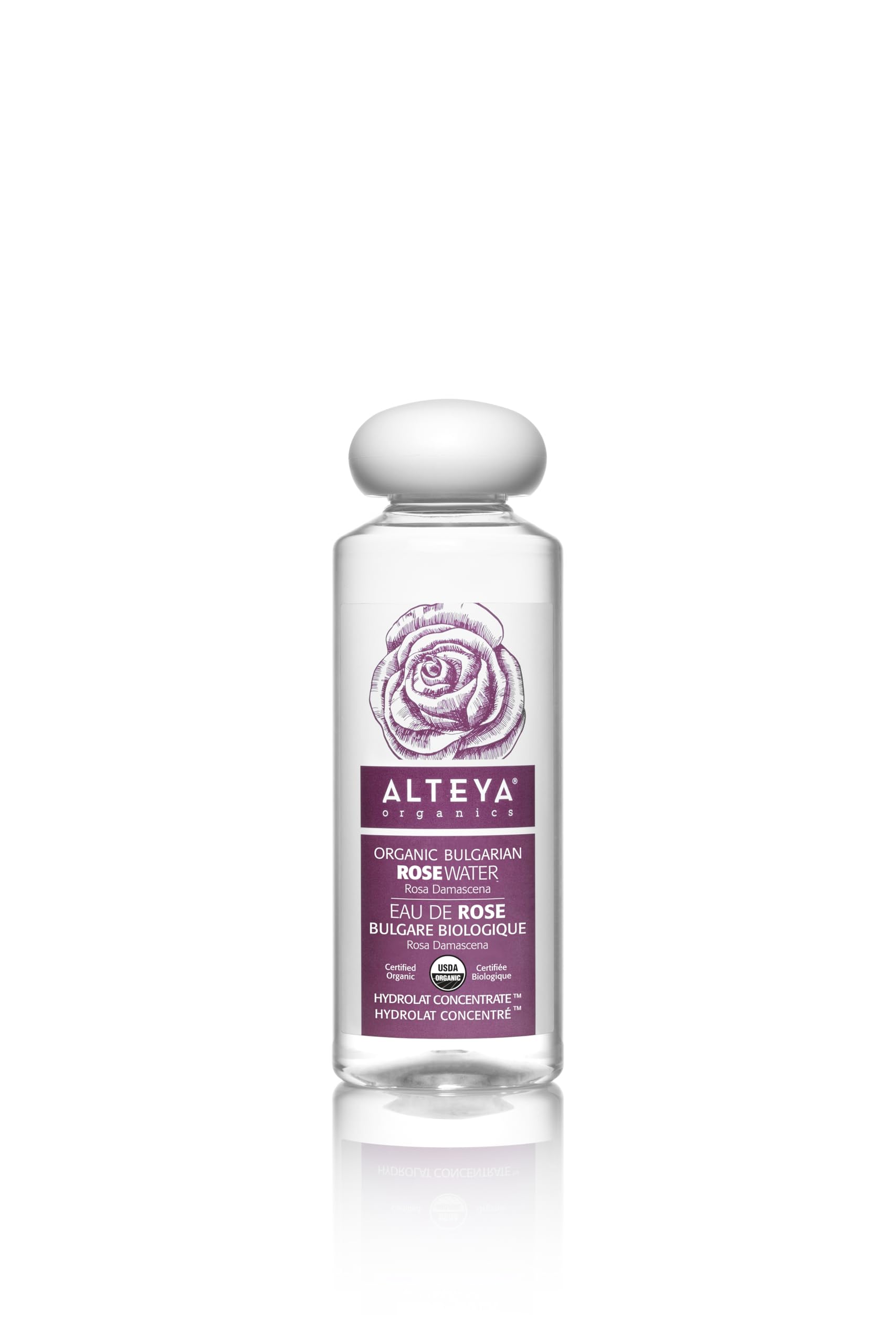 Alteya Organics Agua de Rosas en botella, hidratación suave para la piel.