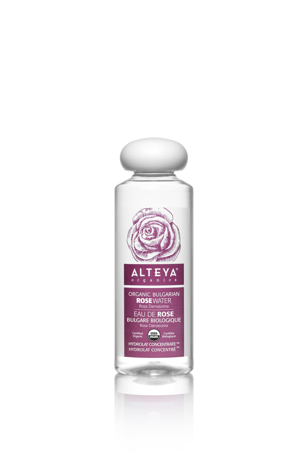Alteya Organics Agua de Rosas en botella, hidratación suave para la piel.