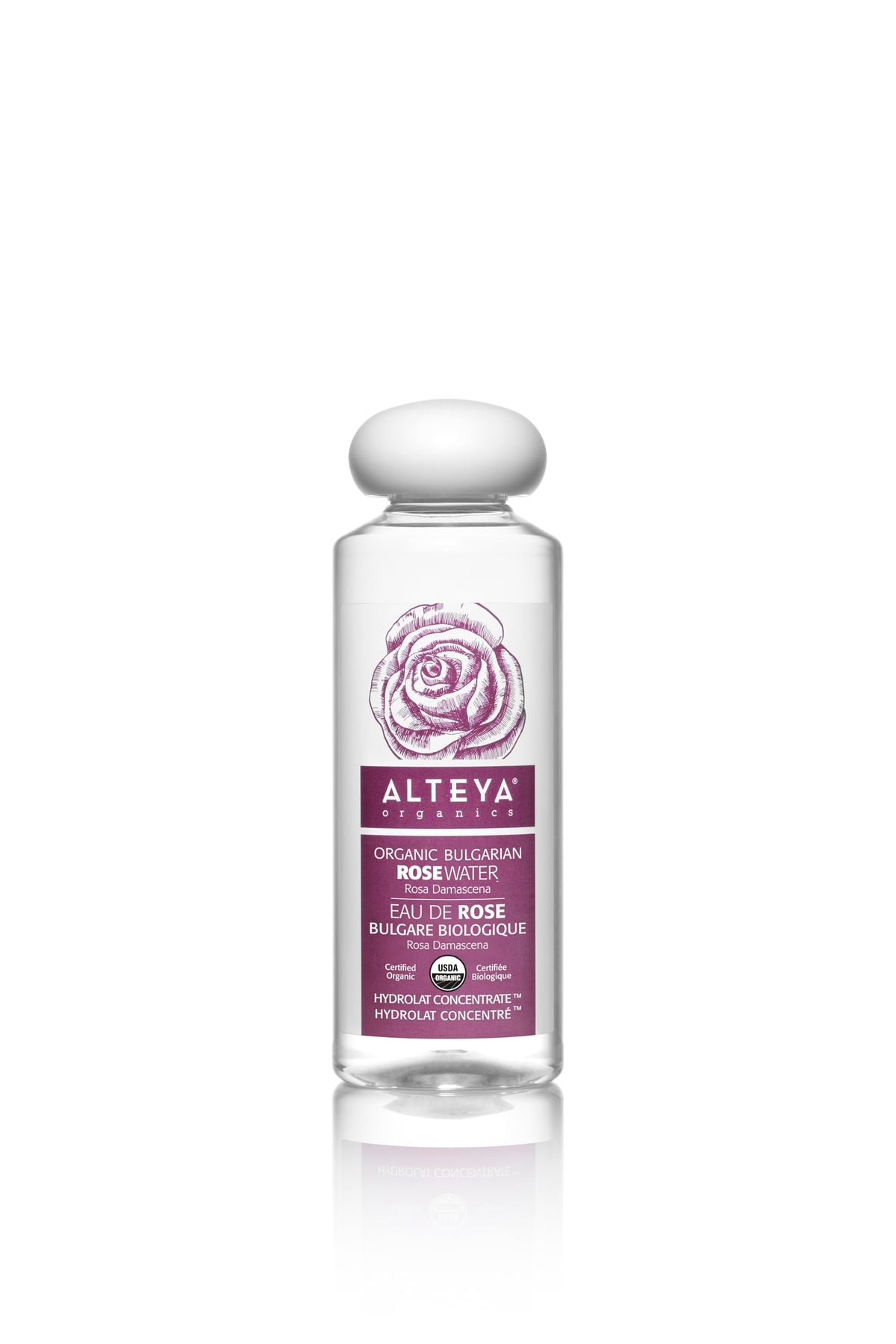 Alteya Organics Agua de Rosas en botella, hidratación suave para la piel.