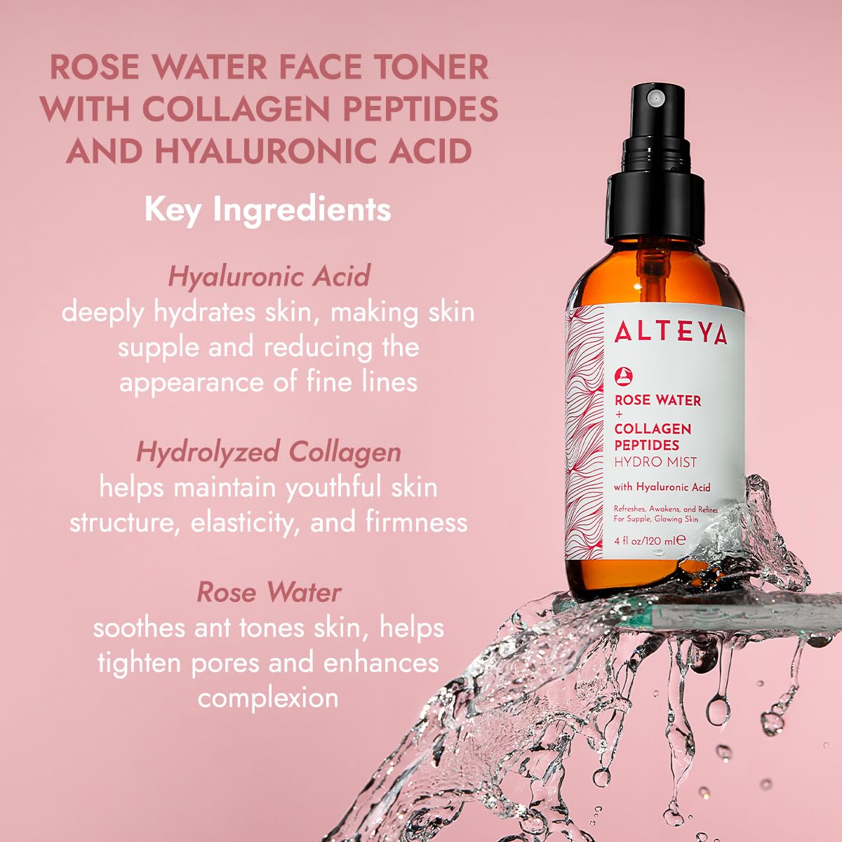 Neblina facial fijador de maquillaje Alteya Organics, uso diario