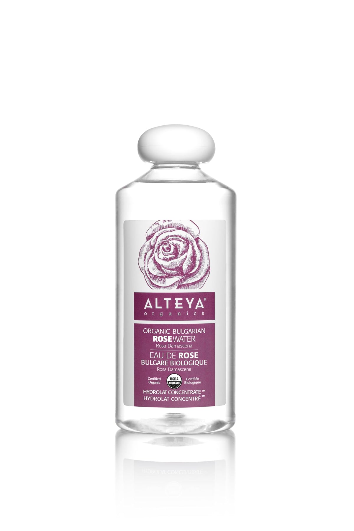 Alteya Organics Rose Water Toner bottle ready for refreshing facial hydration