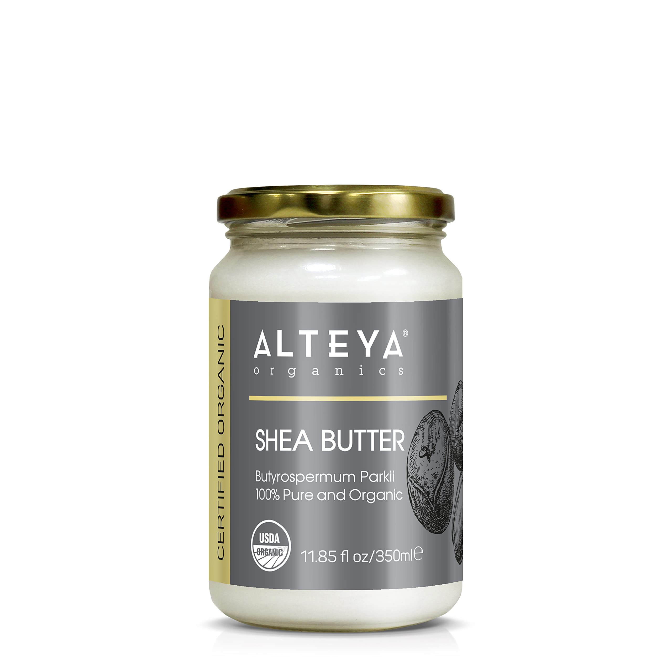 Alteya Organics manteca de shea en frasco de vidrio para cuidado de la piel