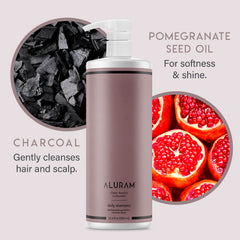 ALURAM Coconut Water Daily Shampoo lather showing nourishing foam.