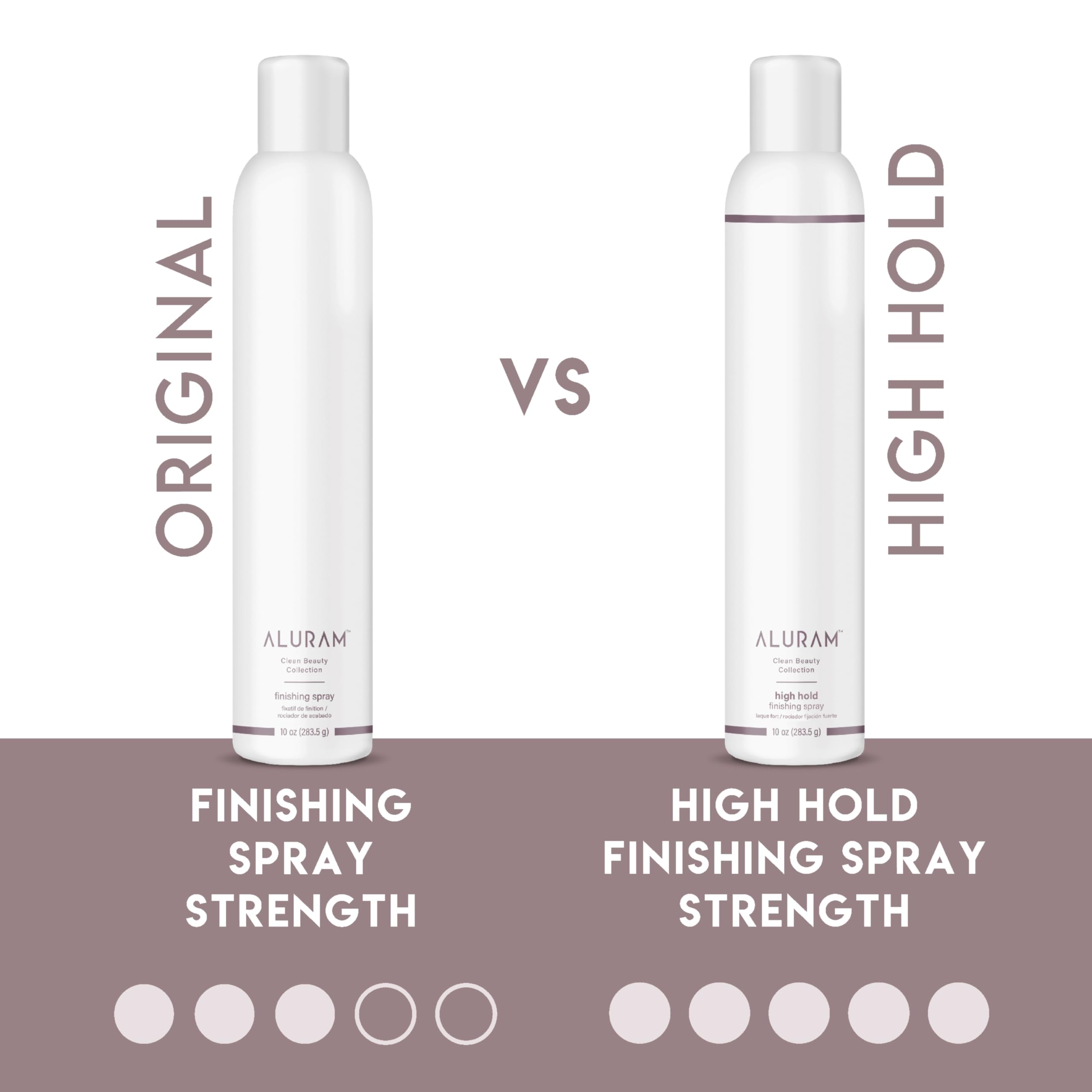ALURAM finish spray on styled hair provides long-lasting hold and shine.