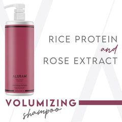 ALURAM Volumizing Shampoo label close-up with clean beauty details