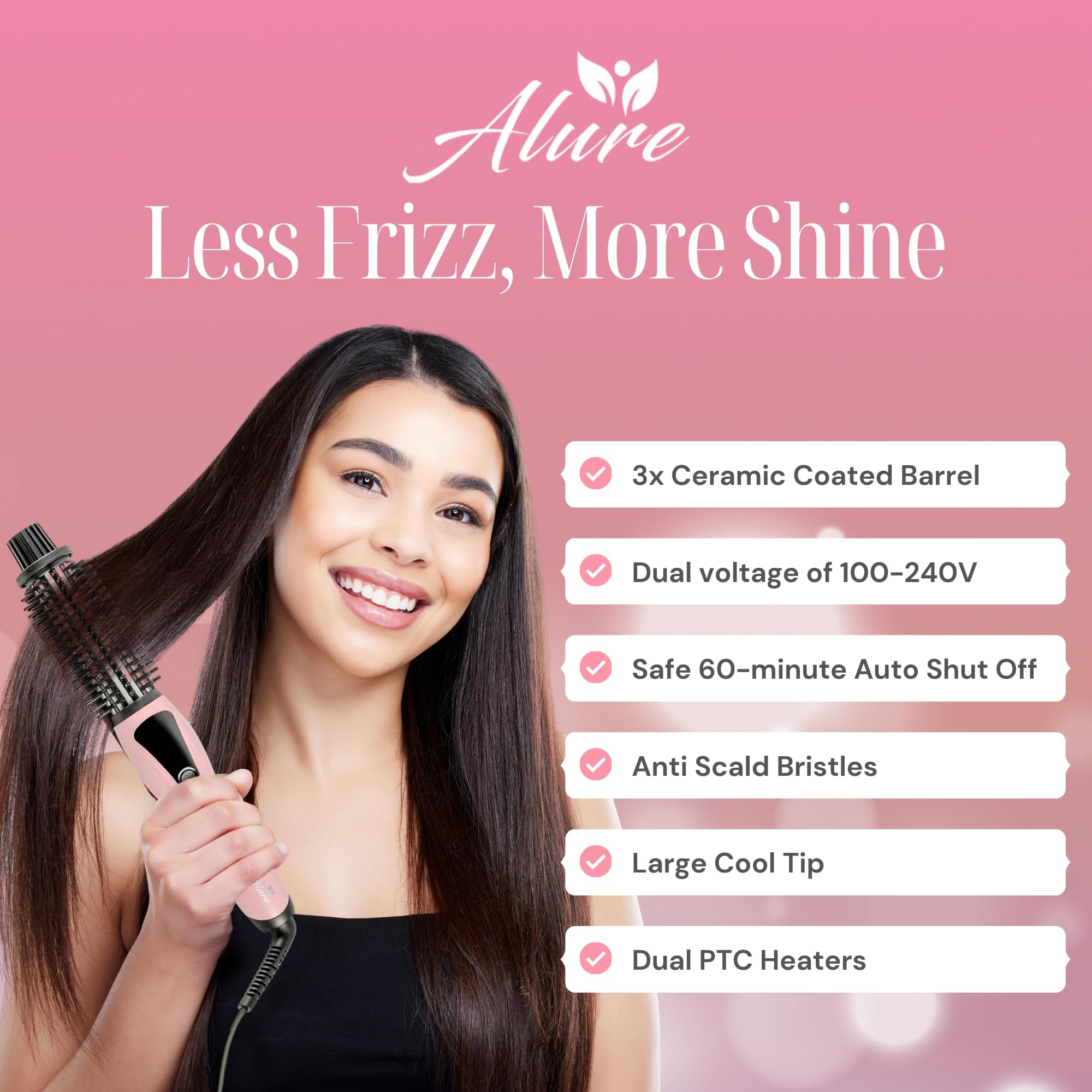 Alure 3-in-1 ionic styling brush for curl, straightening, and detangling.