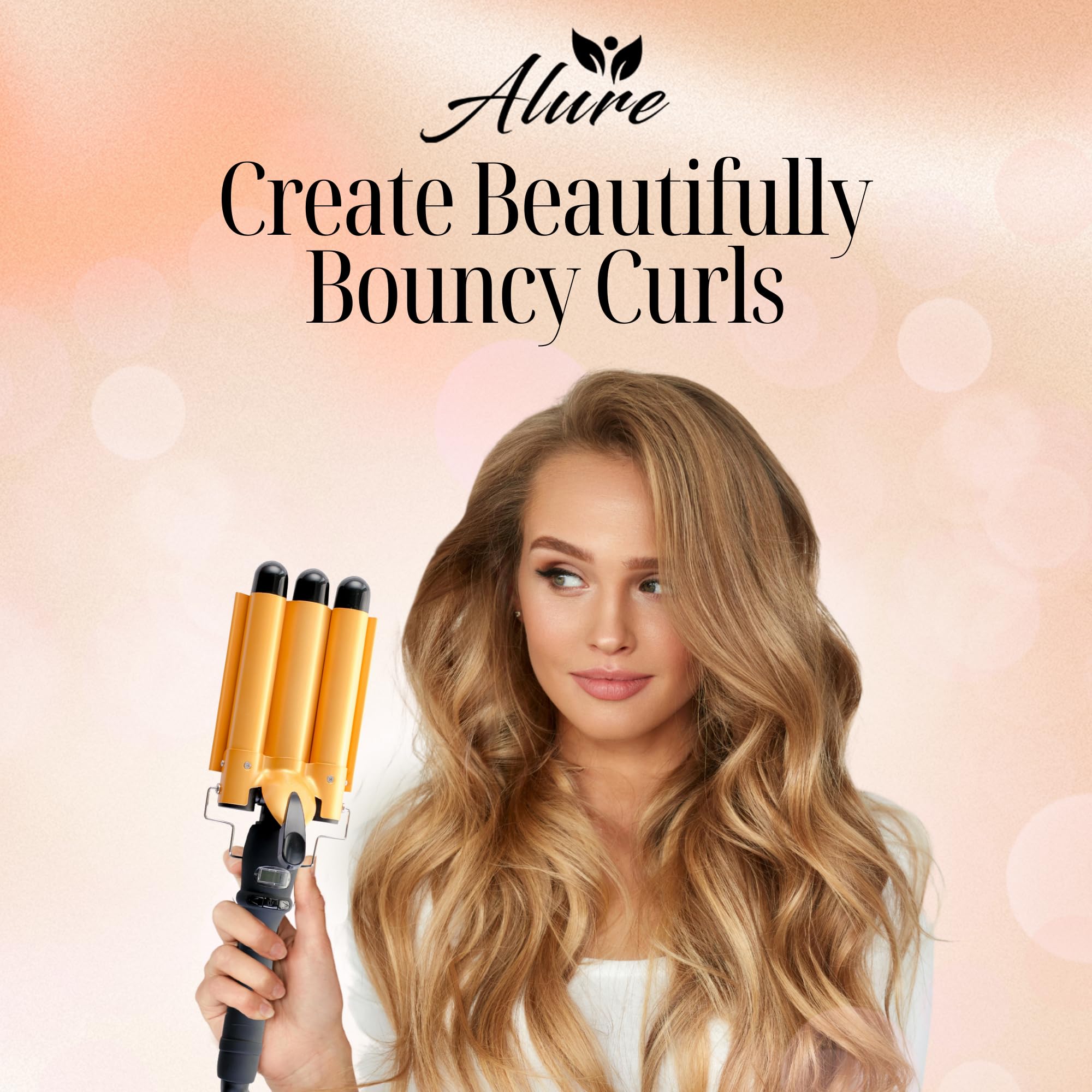 Alure beachy waves styling for medium to long hair with volume.