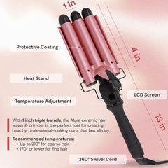Alure ceramic-tourmaline barrels reduce frizz and add shine