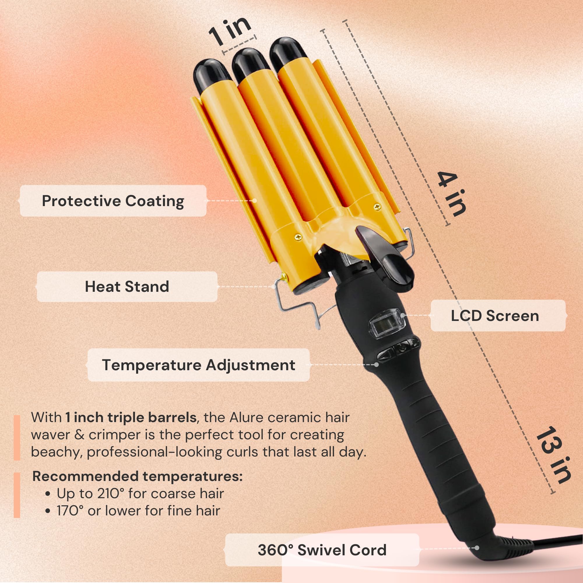 Alure fast heat-up to 410F in 60 seconds for quick results.
