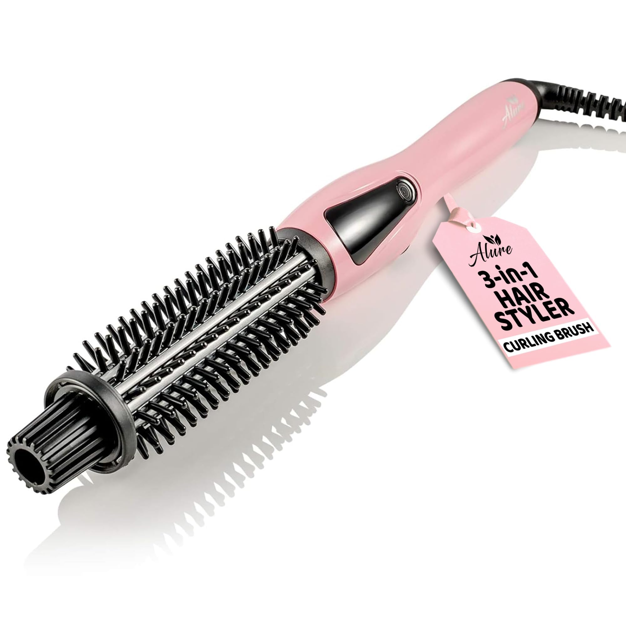 Alure heated styling brush with anti-scald bristles for safer styling.
