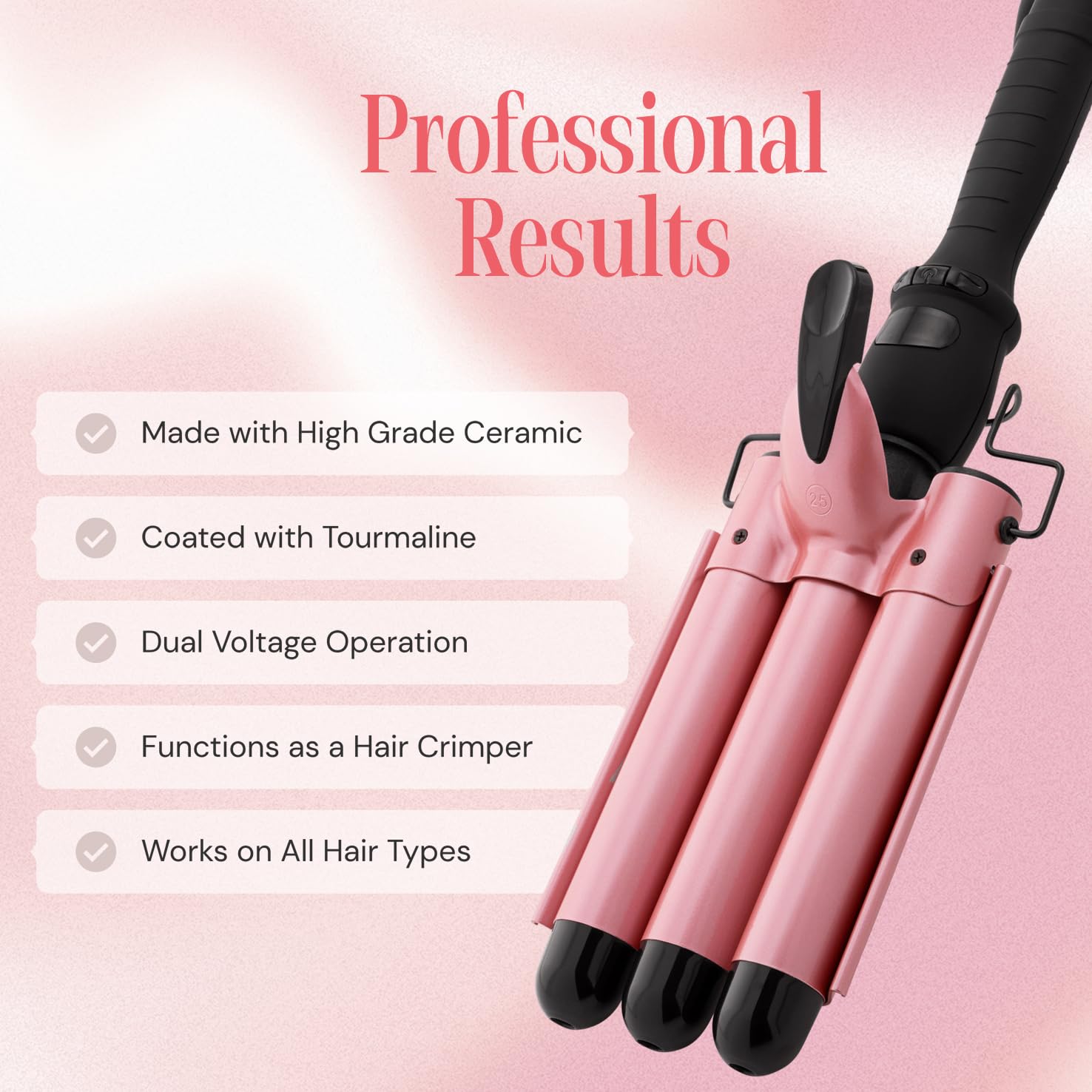 Alure curling wand with LCD temperature display for precise heat