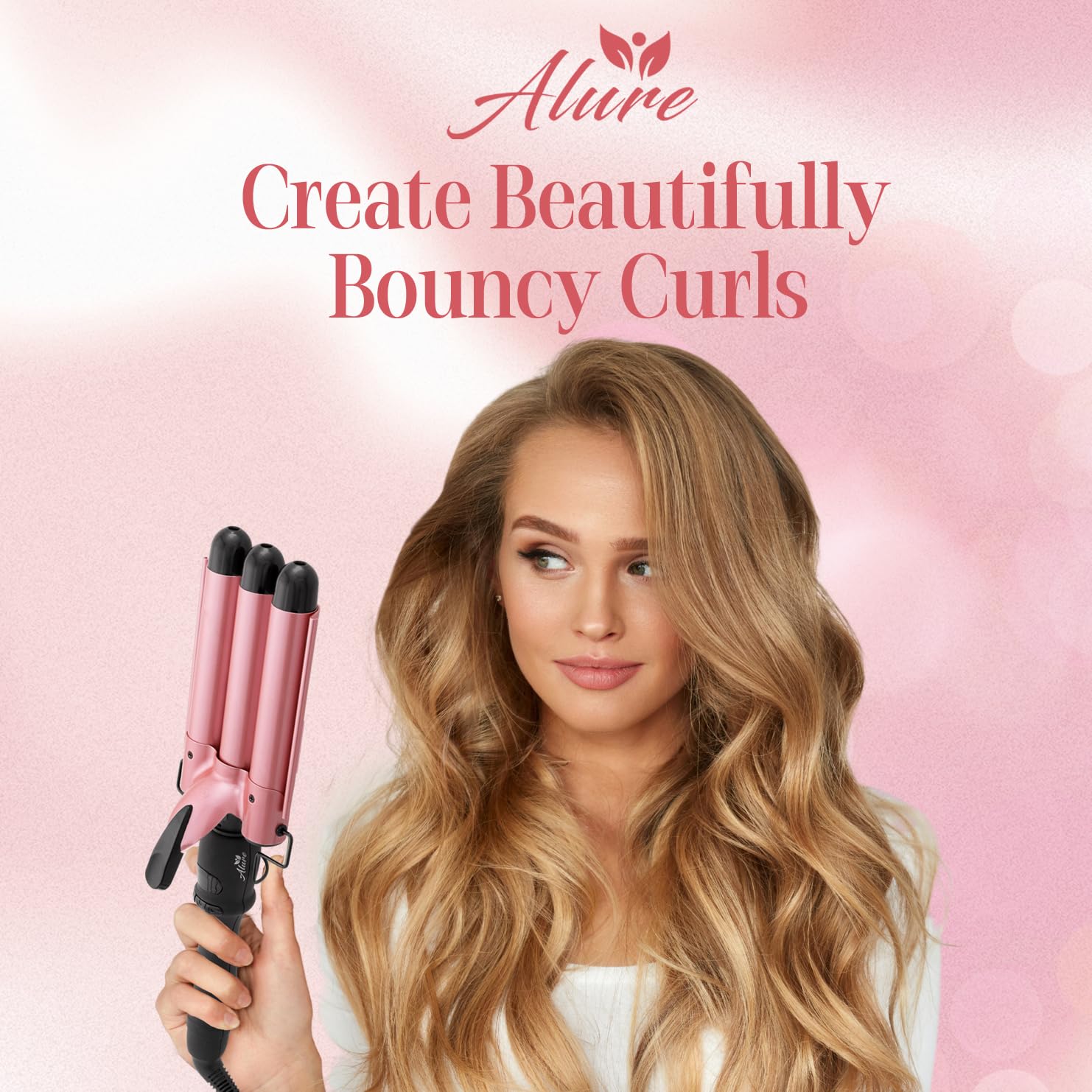 Alure rose gold dual-voltage curling iron for worldwide styling