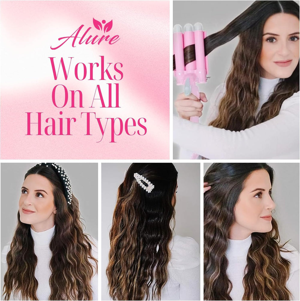 Alure curling iron LCD display highlights precise temperature control for tailored styling.