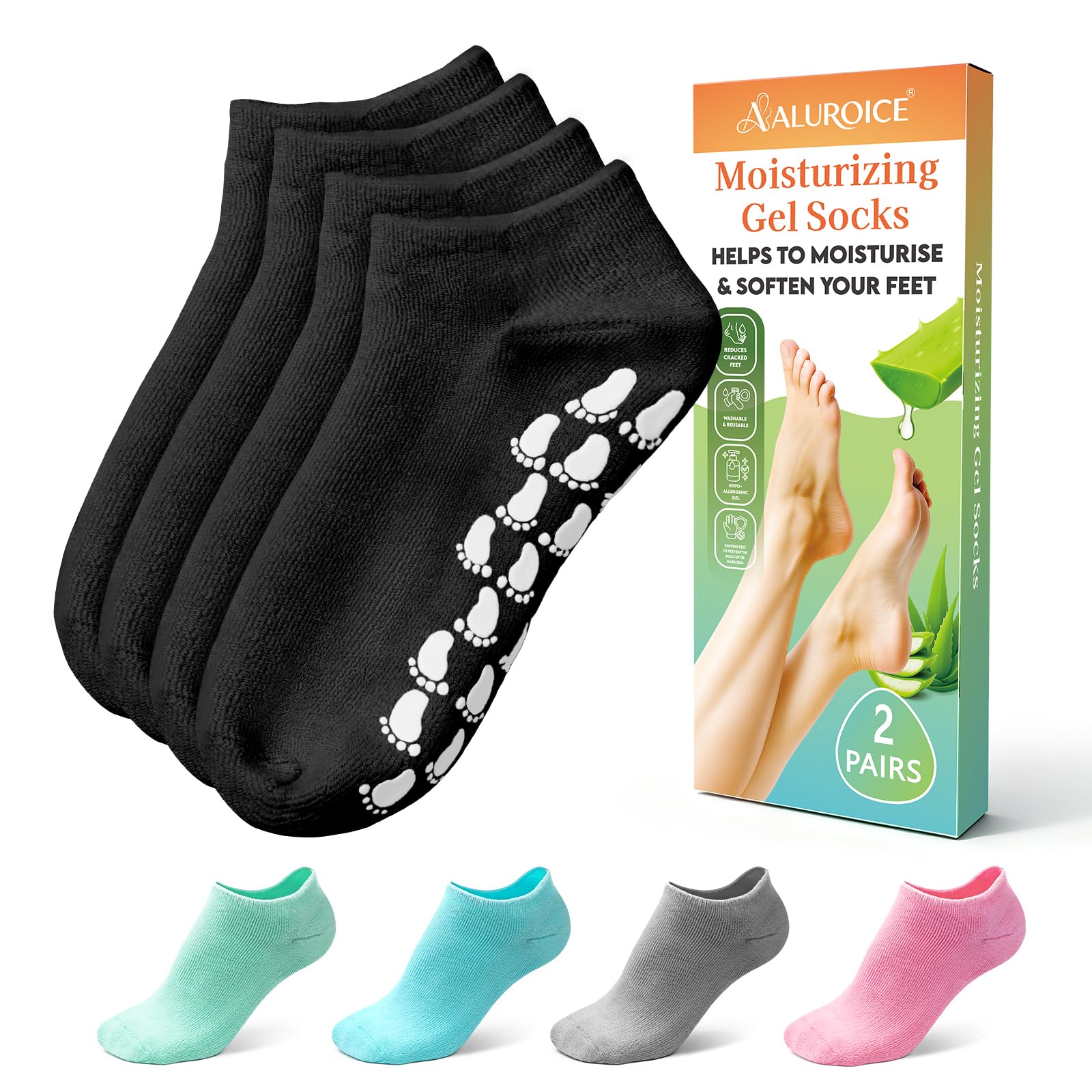 ALUROICE calcetines de silicona hidratantes, empaque elegante para cuidado diario
