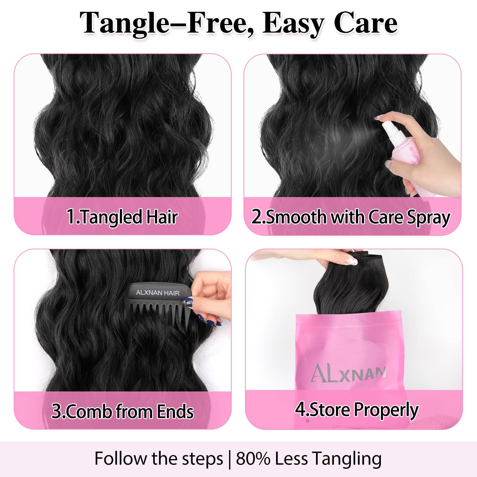 ALXNAN ready-to-wear clip-in style for party or daily use.