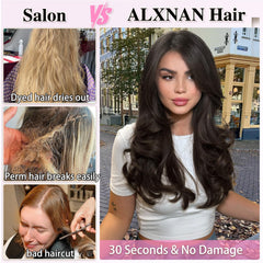 ALXNAN black 20-inch extension weft blends with dark hair