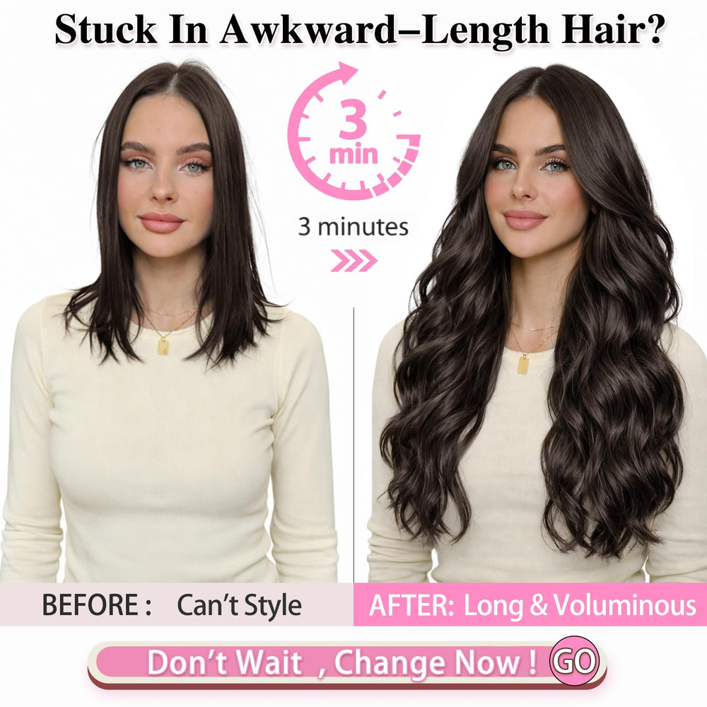 ALXNAN clip-in 5in weft with two clips enhances fullness easily.