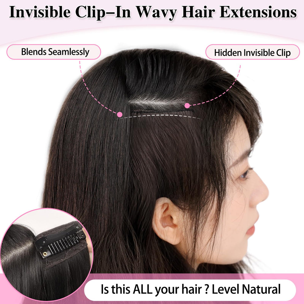ALXNAN long wavy extension closeup shows natural fibers.