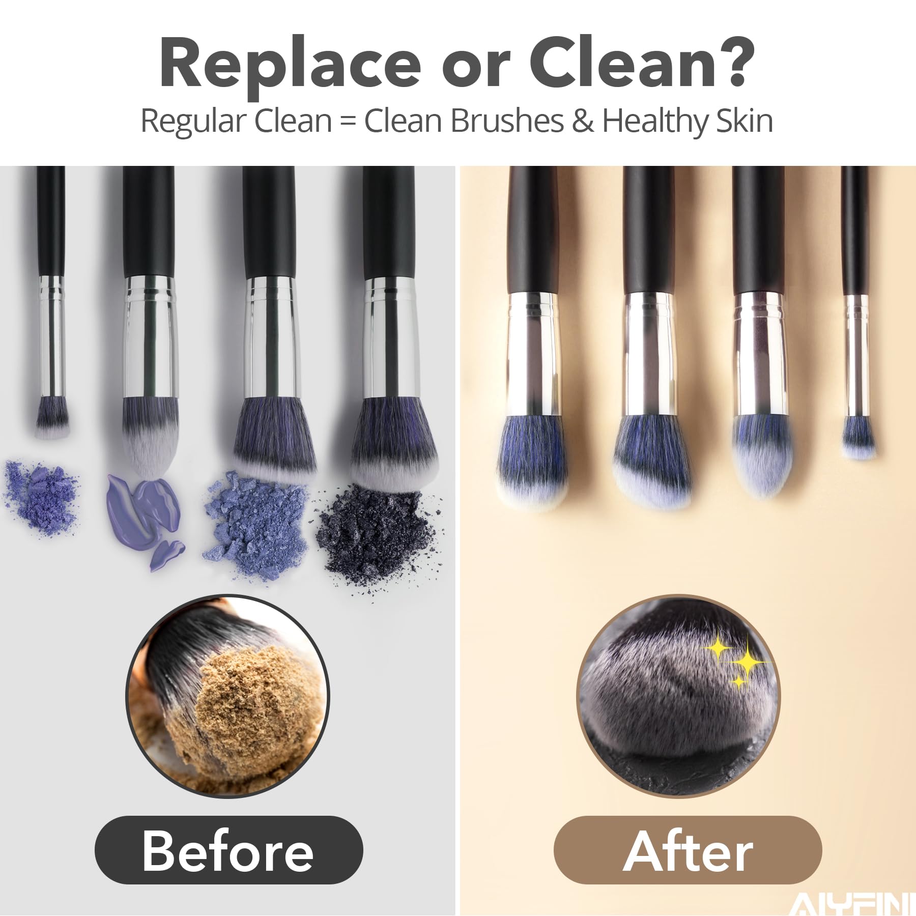 Alyfini brush shampoo bottle with foam for cleansing brushes