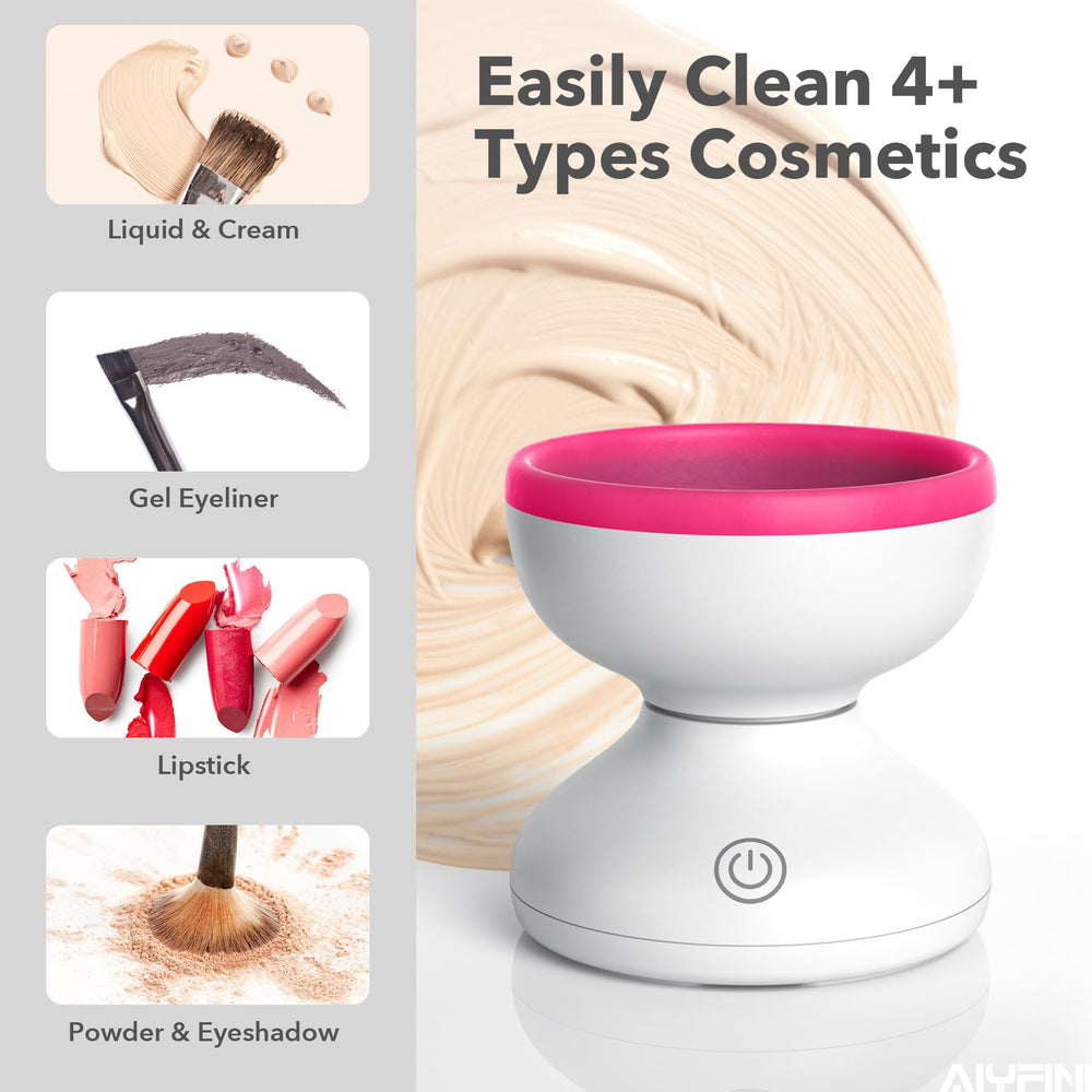 Alyfini clean brushes on stand illustrating tidy, ready-to-use makeup tools.