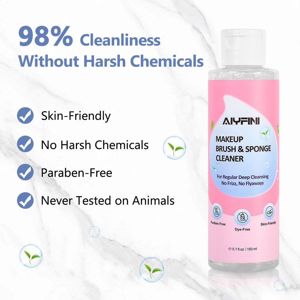 Alyfini Makeup Brush Shampoo cruelty-free-dye-free confirms clean ingredients and gentle care.