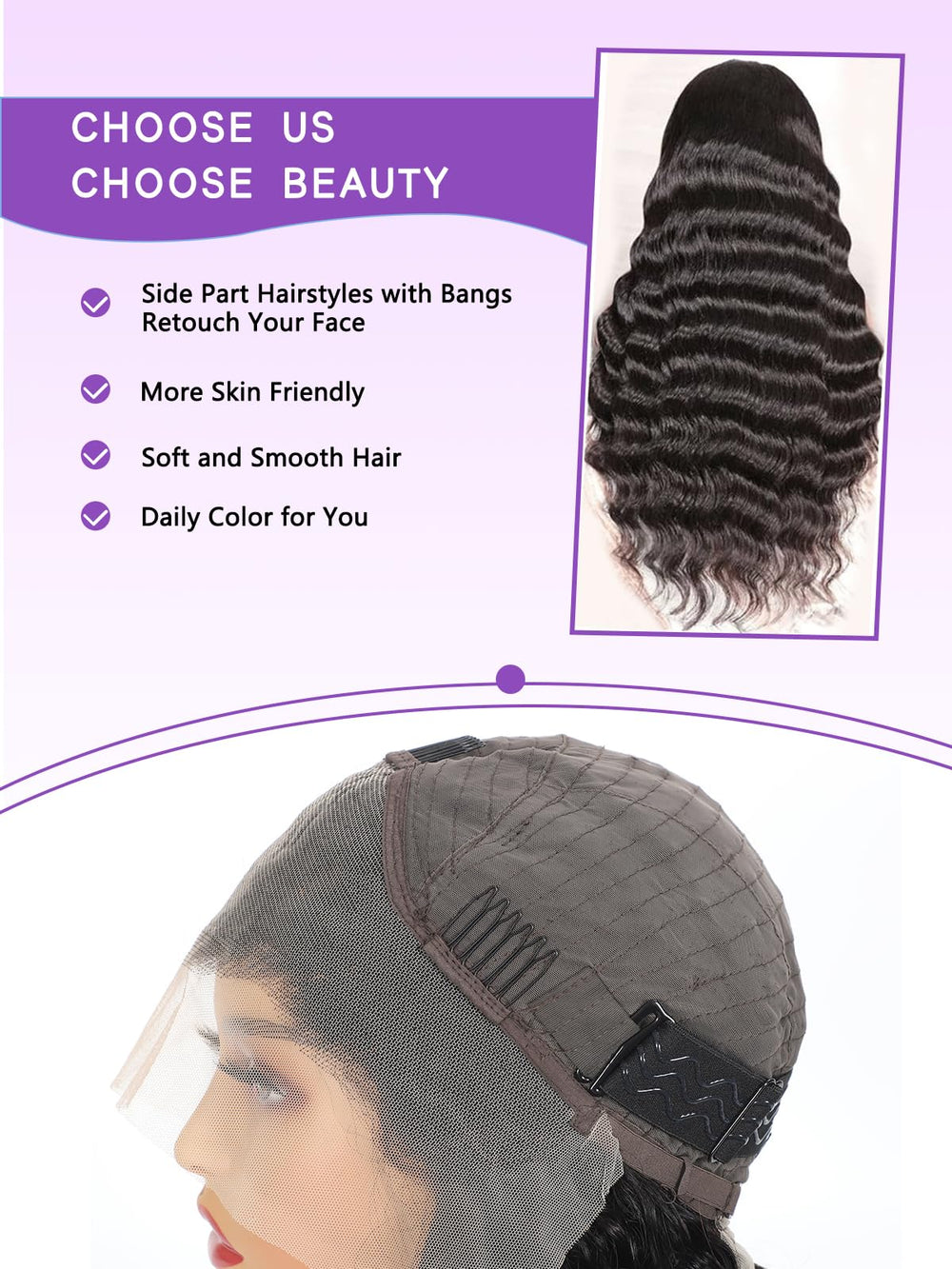 Alyoga natural hairline lace detail with baby hairs and invisible part.
