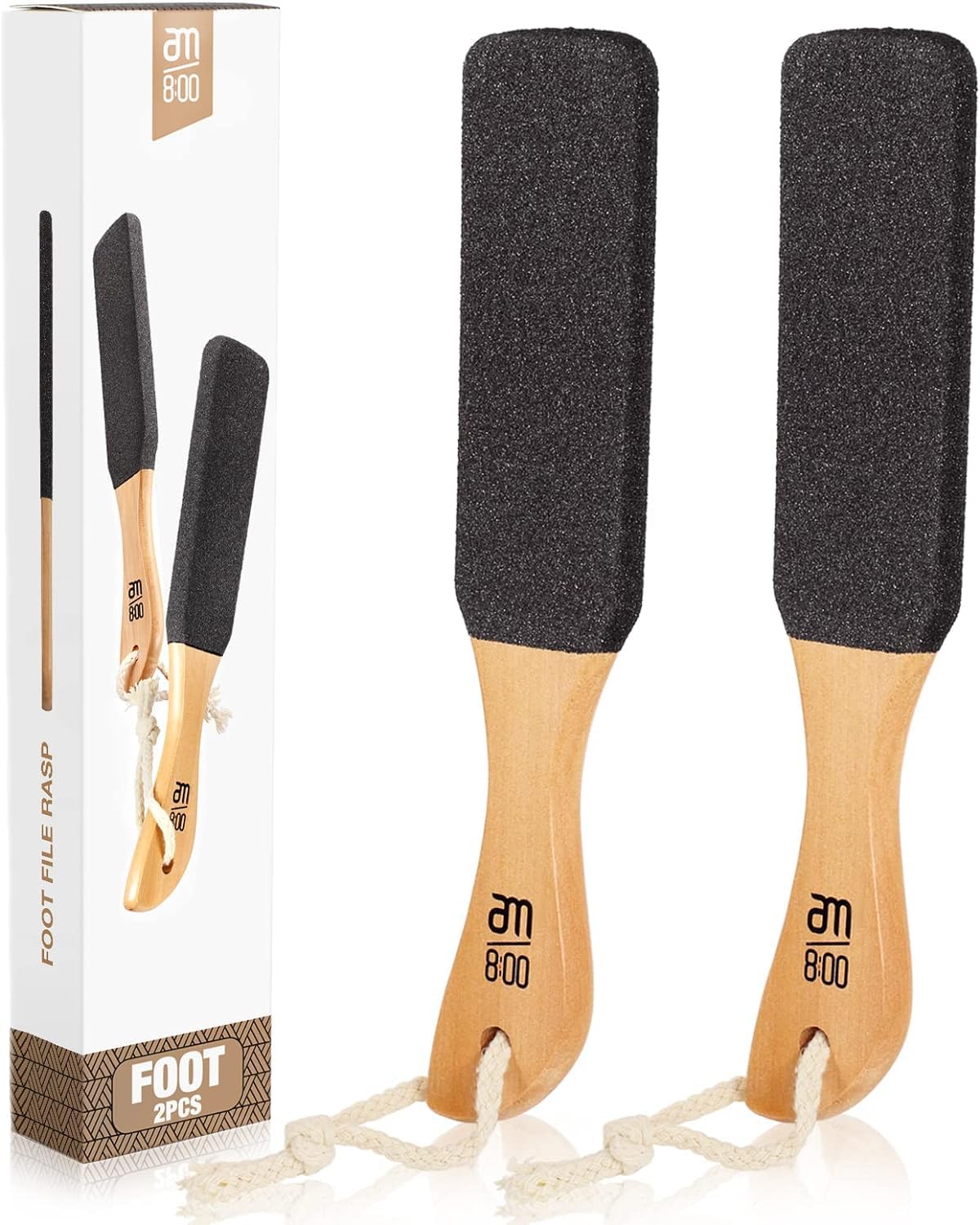 AM 8:00 pumice stone foot file with wooden handle for smoother feet at home
