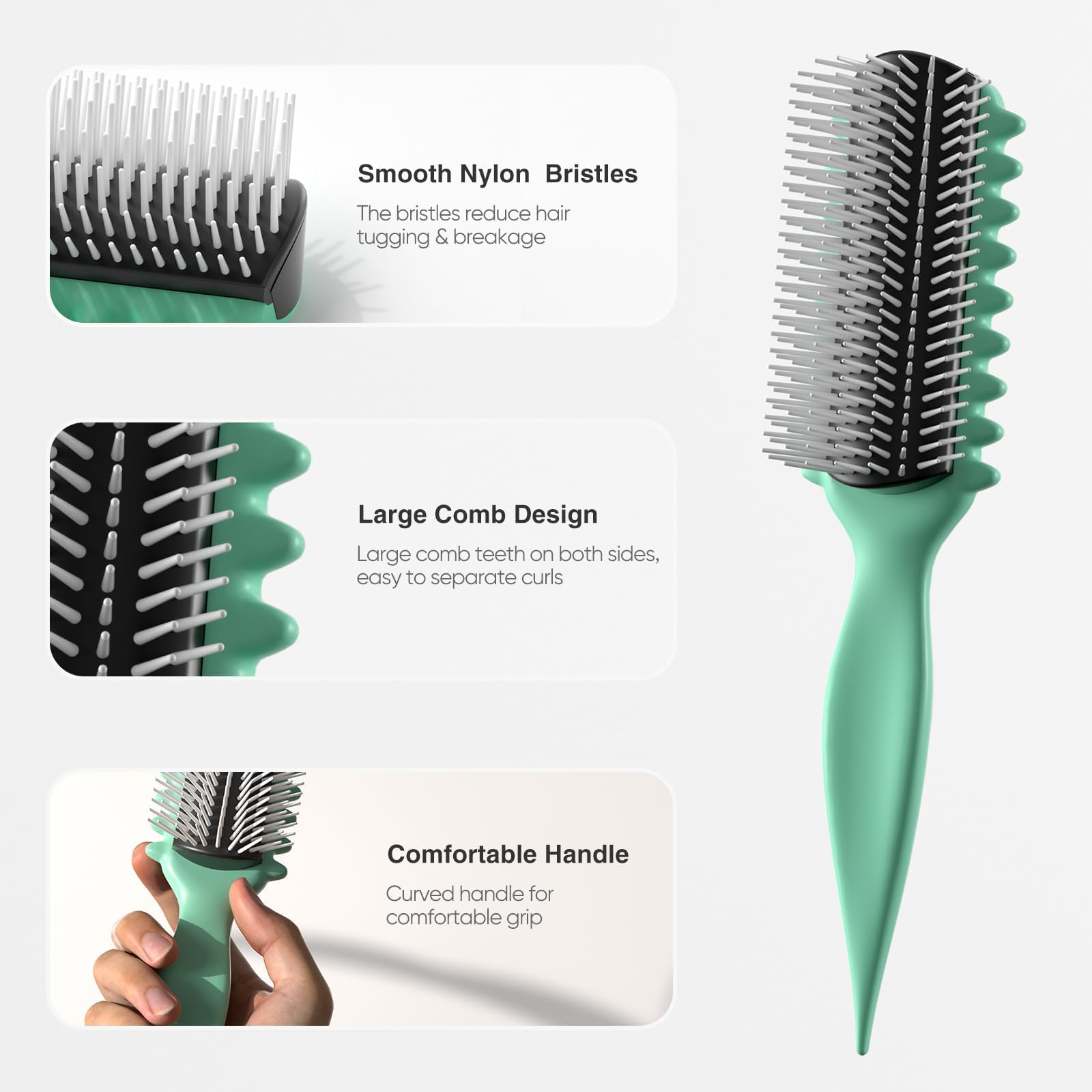 AM8:00 Curl Defining Brush sectioning tail for precise parting