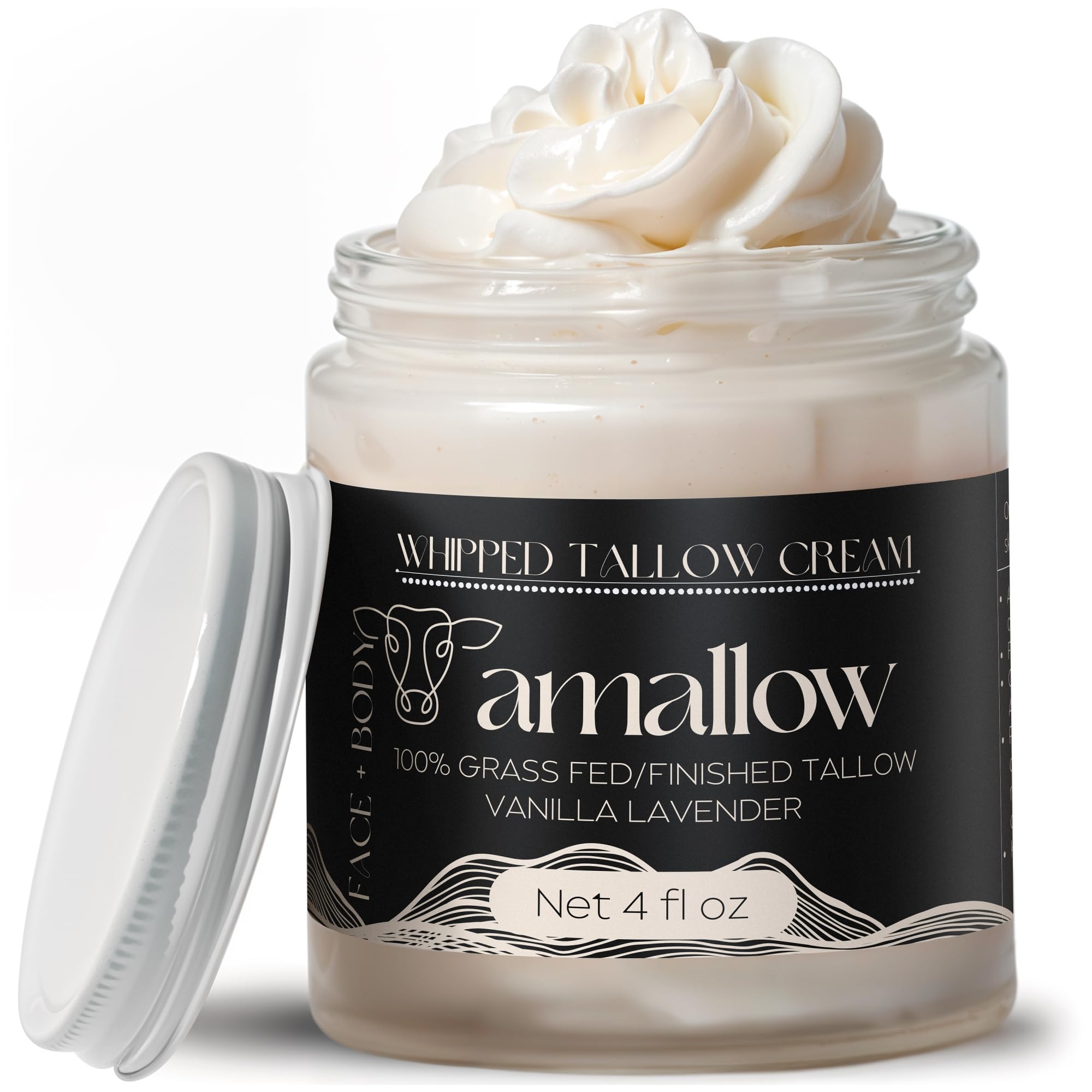 Amallow beef tallow whipped moisturizer jar offers deep hydration for face and body.