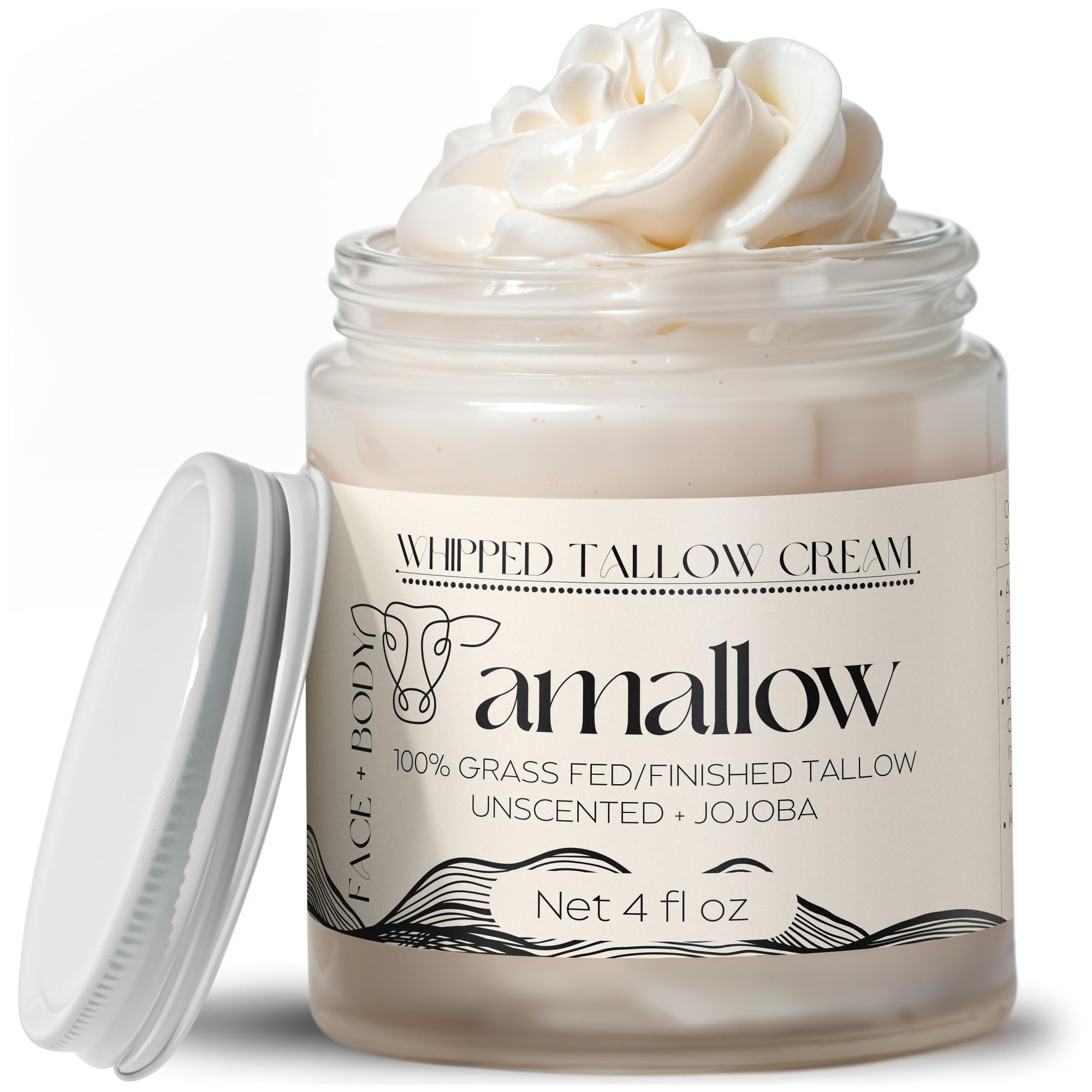 Amallow beef tallow whipped moisturizer unscented for gentle skin nourishment