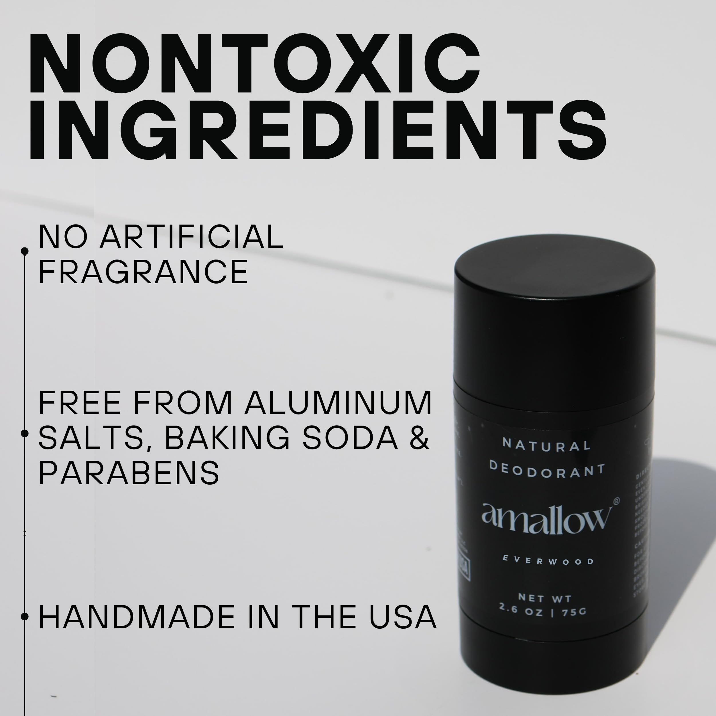 Amallow desodorante natural: ingredientes clave como sebo y magnesio cuidan la piel sensible.