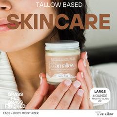 Texture close-up showing rich, creamy Amallow moisturizer.