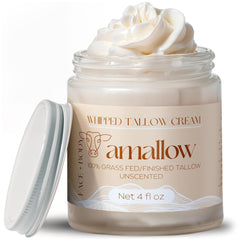 Amallow unscented beef tallow moisturizer jar demonstrating gentle hydration