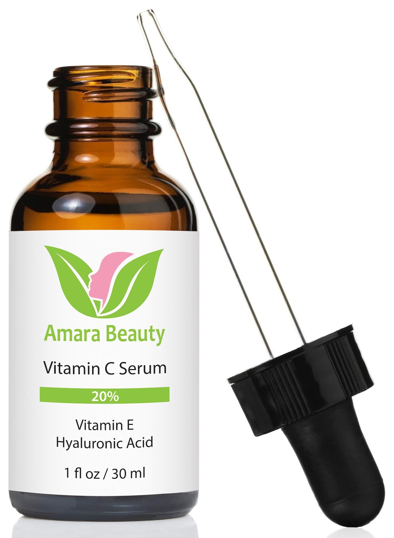 Amara Beauty Vitamina C 20% envase gotero: aplicación fácil y absorción rápida para piel luminosa.