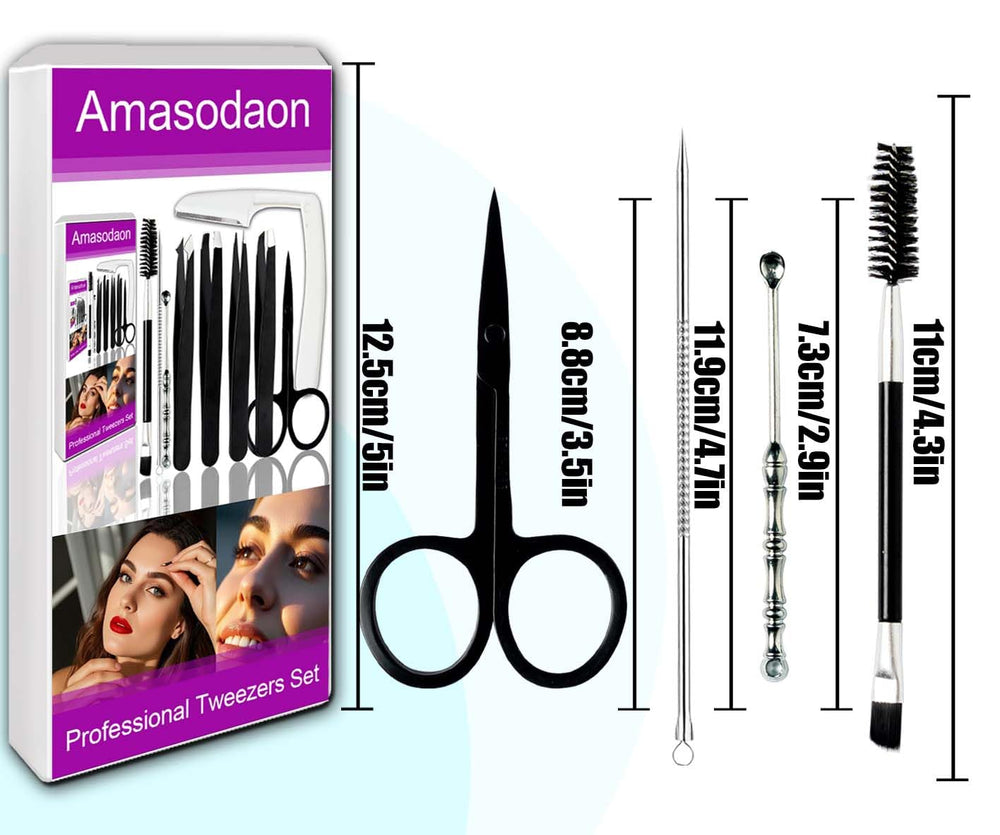 Amasodaon stainless steel tweezers grip fine hairs without tugging, gentle on skin.