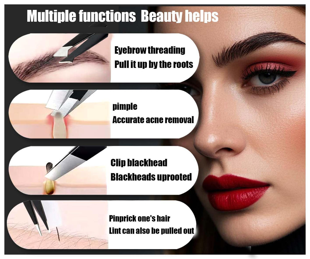 Amasodaon tweezers set covers versatile removal of ingrown hairs, splinters, and facial fuzz.