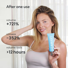Aplicación en cabello seco, AMAXY absorbe grasa para mayor frescura