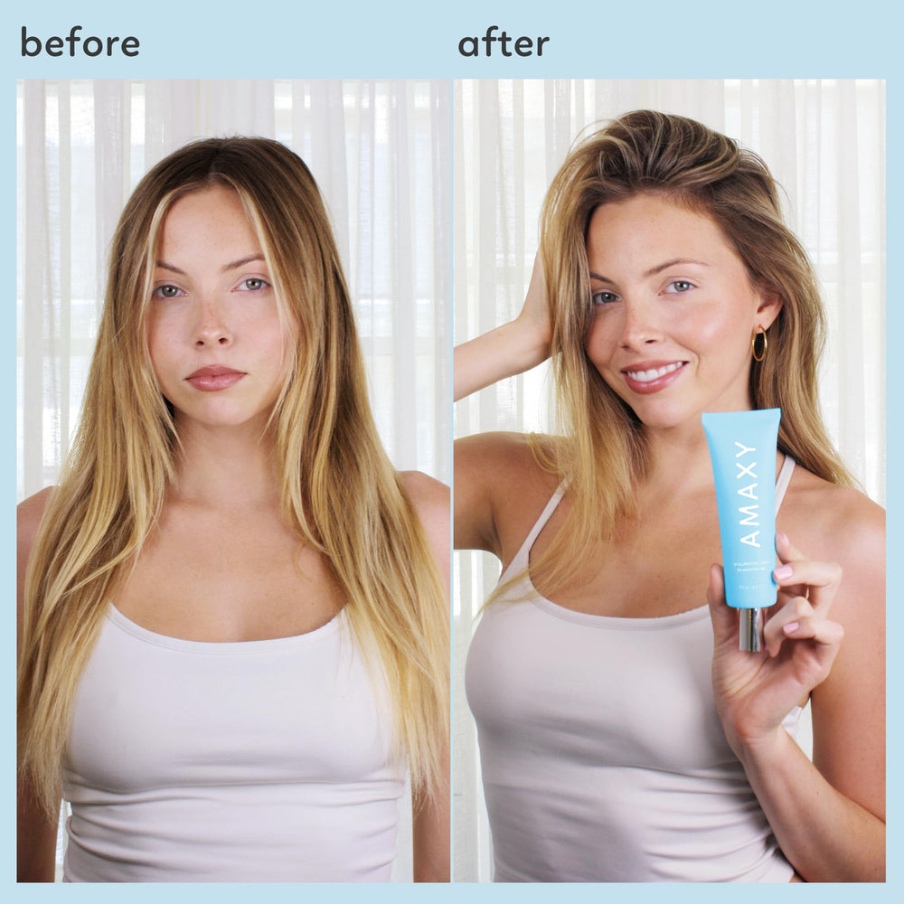 Cabello con volumen mejorado gracias a AMAXY Gel Champú Húmedo y Seco