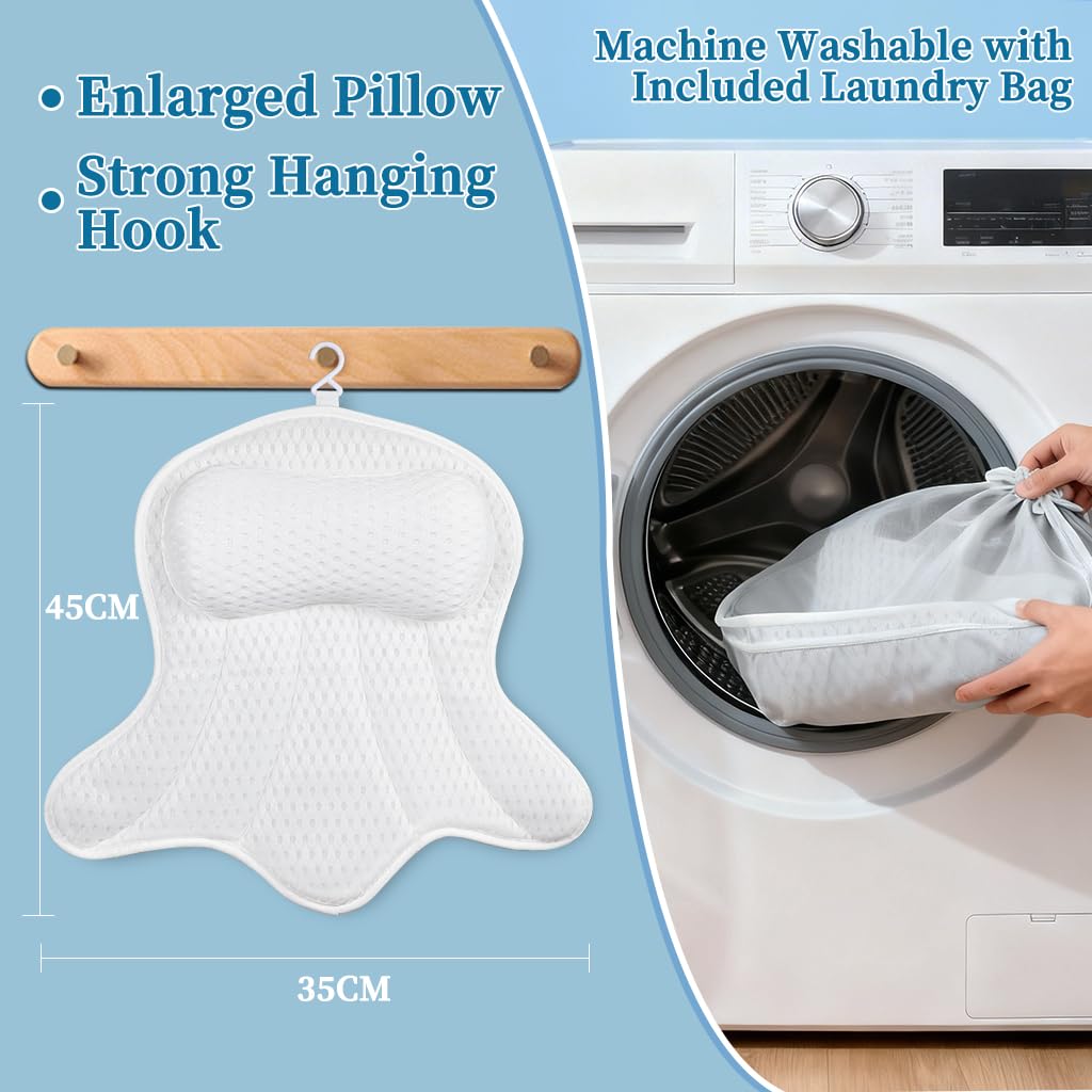 AmazeFan Almohada de baño 45x35 cm, ajuste cómodo en la bañera